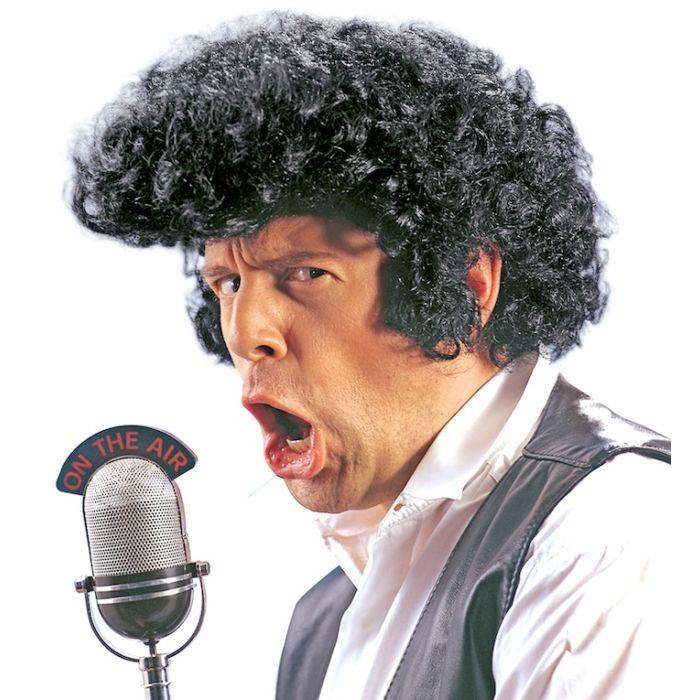 Rock'n'roll sort krøllet paryk - onesize