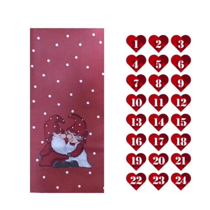Gift bags with gnome design and heart stickers red Christmas 24x The Old Pharmacy