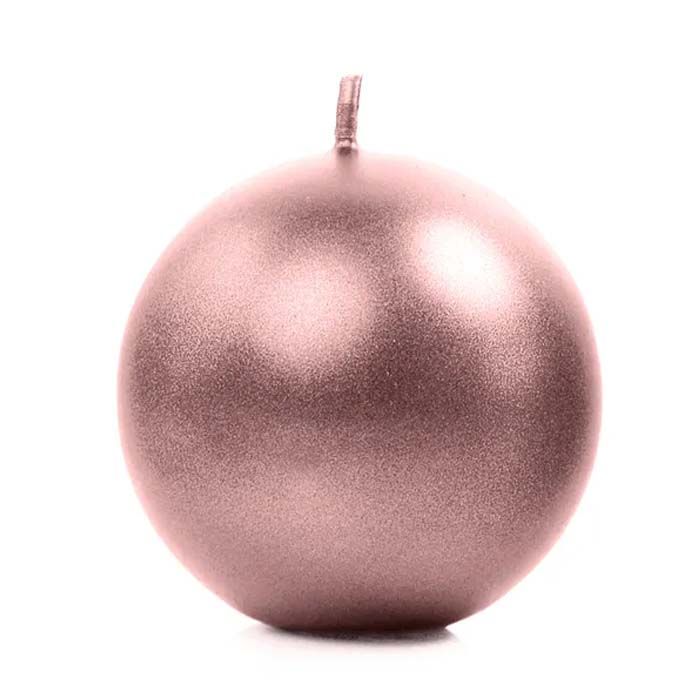Round Metallic Rose Gold Candles 10x - 6 cm