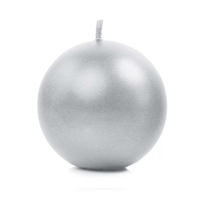 Round Metallic Silver Candles 6x - 8 cm