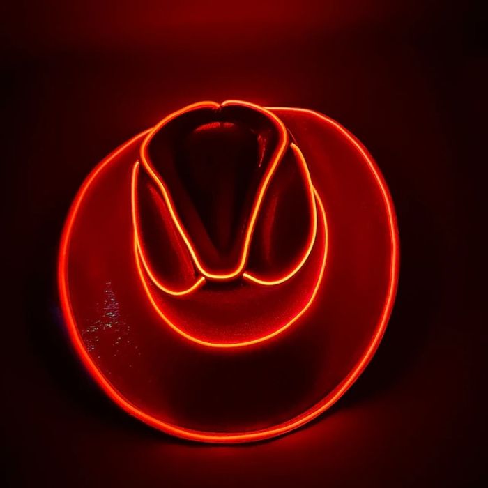 Sjov cowboy rave hat med LED Rød