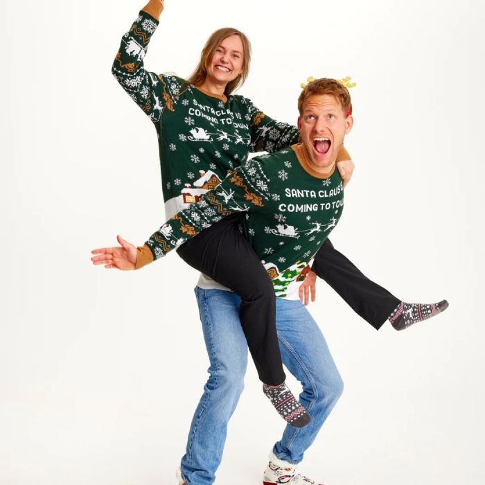 Christmas Jumper Santa Claus is coming to town LED The ultimate jumper