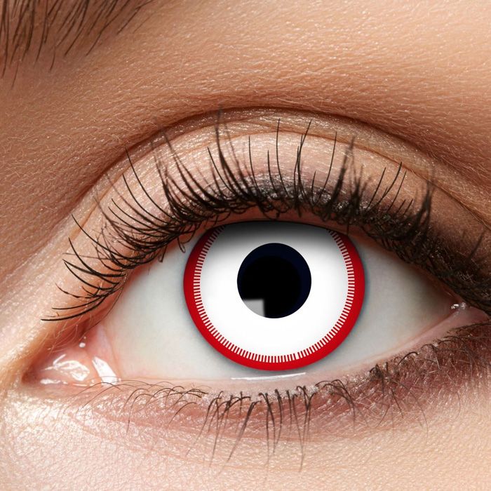 White and red saw contact lenses