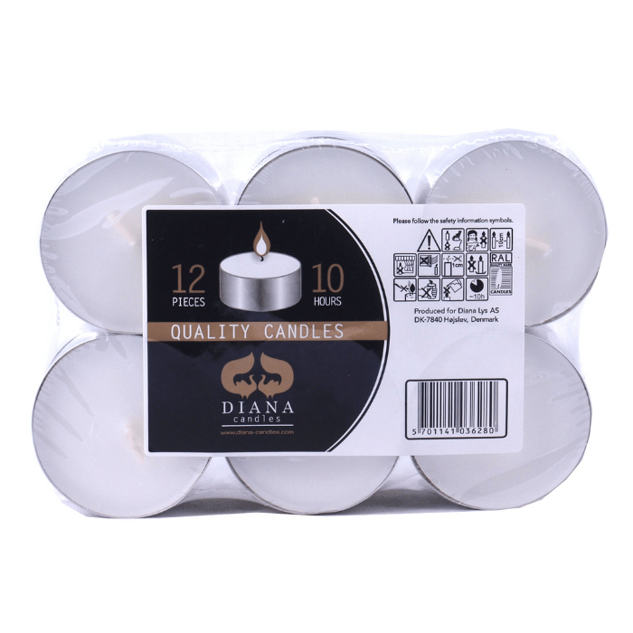 Fyrfadslys hvid 12x - 10 timer