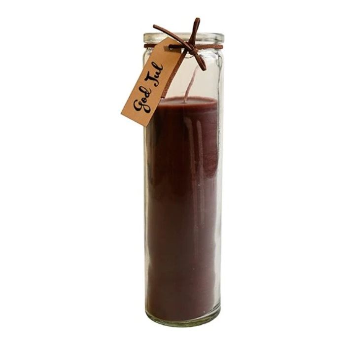 Glass candle with merry Christmas motif brown The Old Pharmacy
