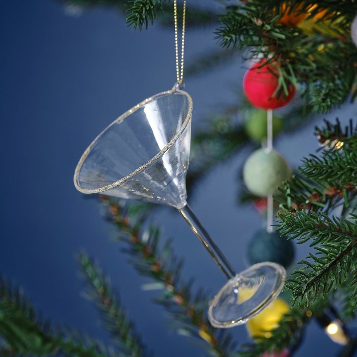 Martini glass with gold rim Christmas decoration for the Christmas tree