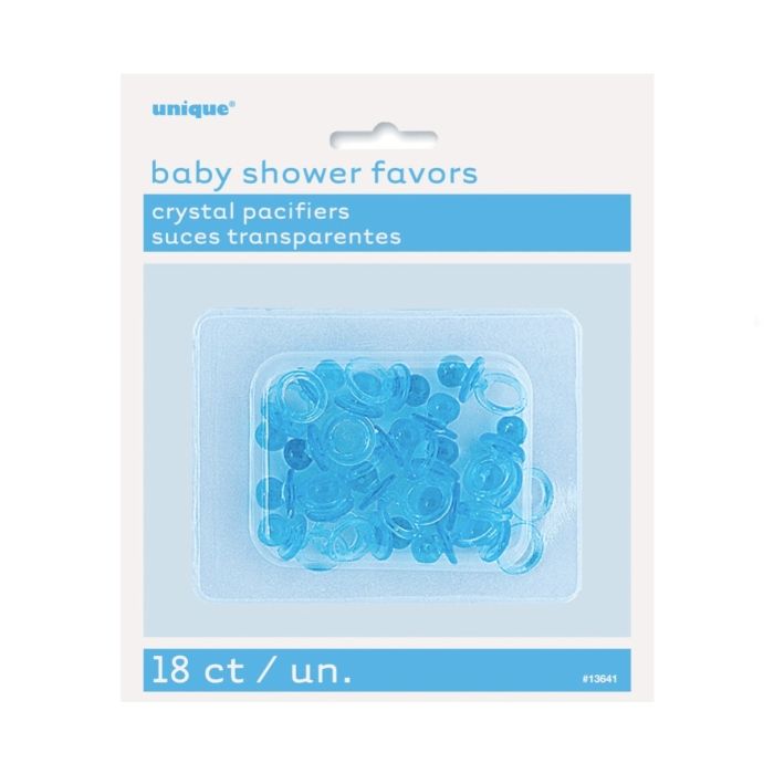 Mini plastic pacifiers table decoration blue 18x