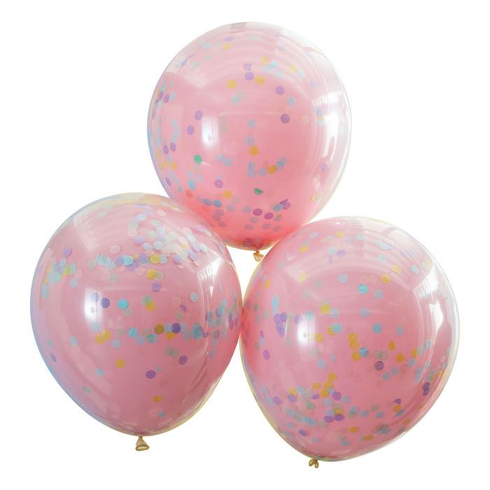 Double Layer confetti balloons pink 3x