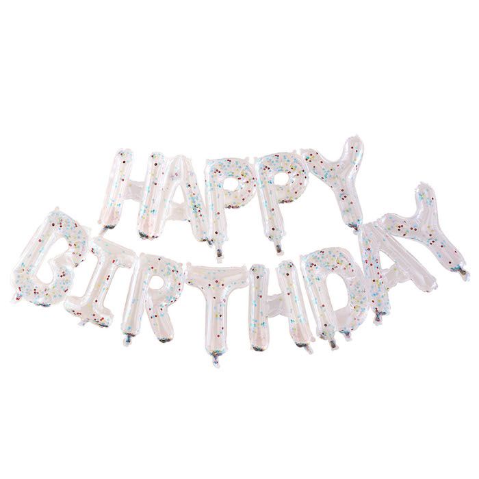Happy Birthday konfetti balloner transparent - 34x26x8 cm
