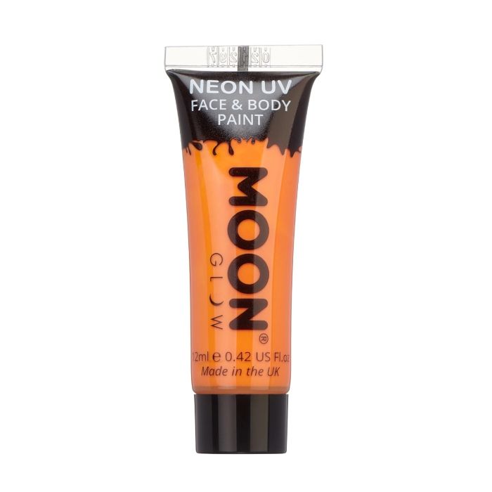 Intens neon UV ansigts og kropsmaling 12 ml Moon Creations orange