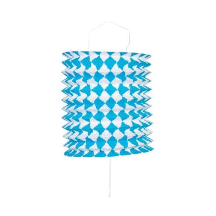 Cylindrical lantern with blue and white stripes 16 cm 