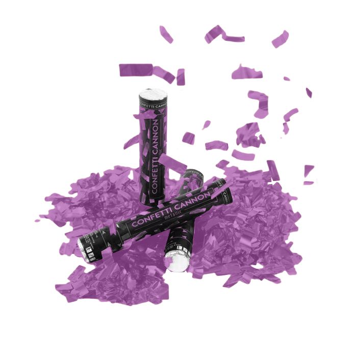 Pink confetti tube 40 cm PartyVikings - Metallic Rectangular