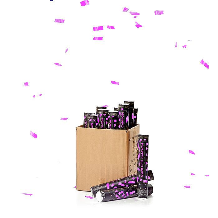 Pink confetti tube 40 cm PartyVikings 50x - Metallic Rectangular
