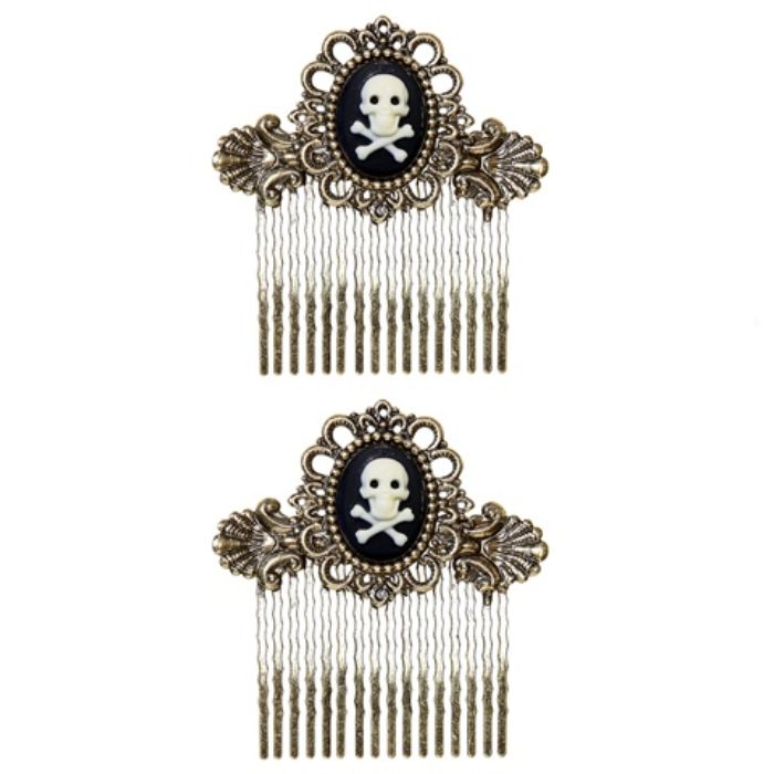 Skull Design Hair Comb 2x 