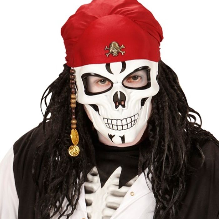 Pirate skeleton mask with red bandana 