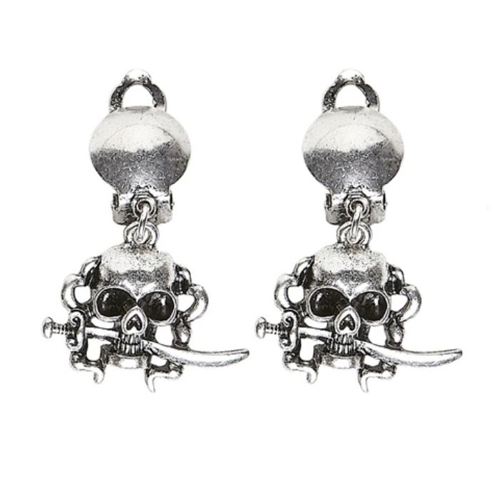 Pirate earrings with silver skull 2x
