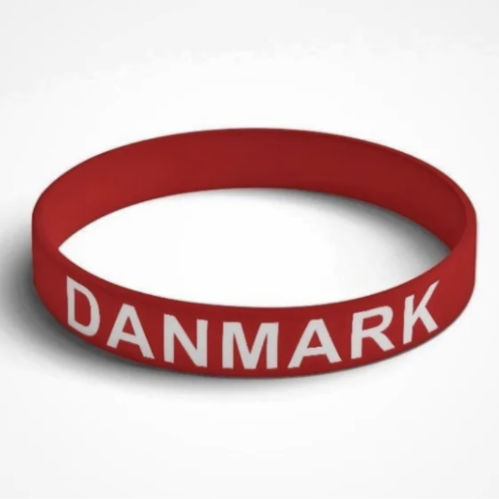 Rød og hvid danmark silikone armbånd