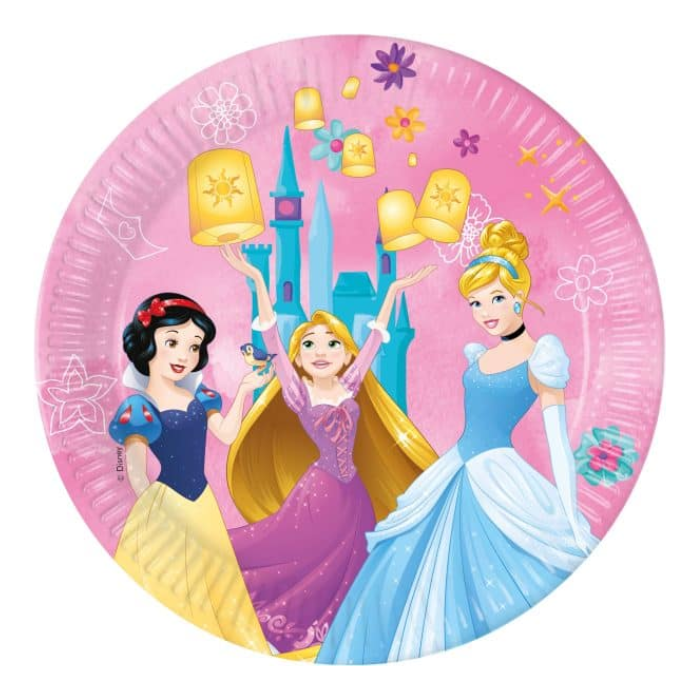Princess paper plates 8x - 23 cm