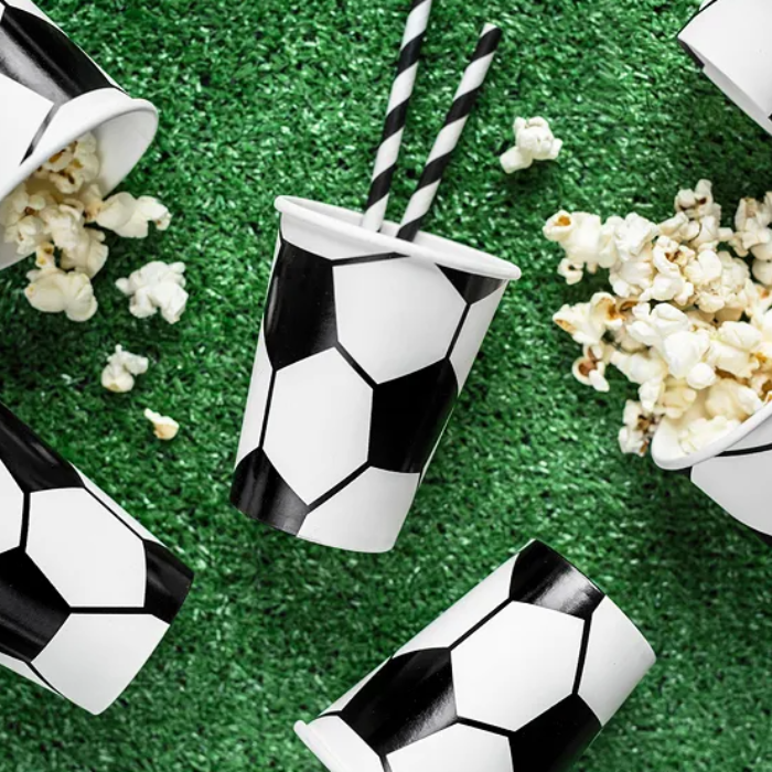 Paper Cups with Football Design 6x - 260 ml