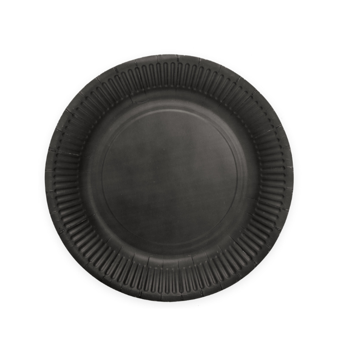 Black paper plates 8x - Ø 23 cm