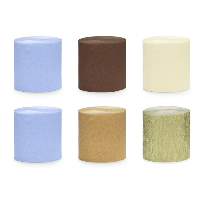 Crepe Streamer brown/blue mix 6x - 10 meters