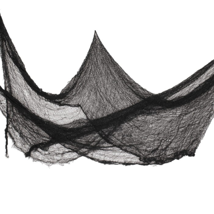 Sort net dekorationsklæde - 0,7x9,8 m