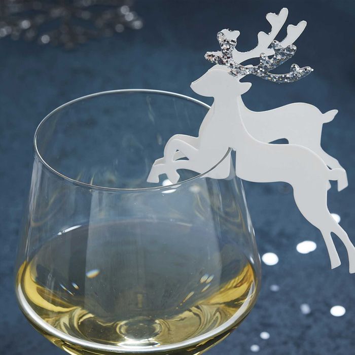 Dekorativt rensdyr-glaspynt i pap 10x 