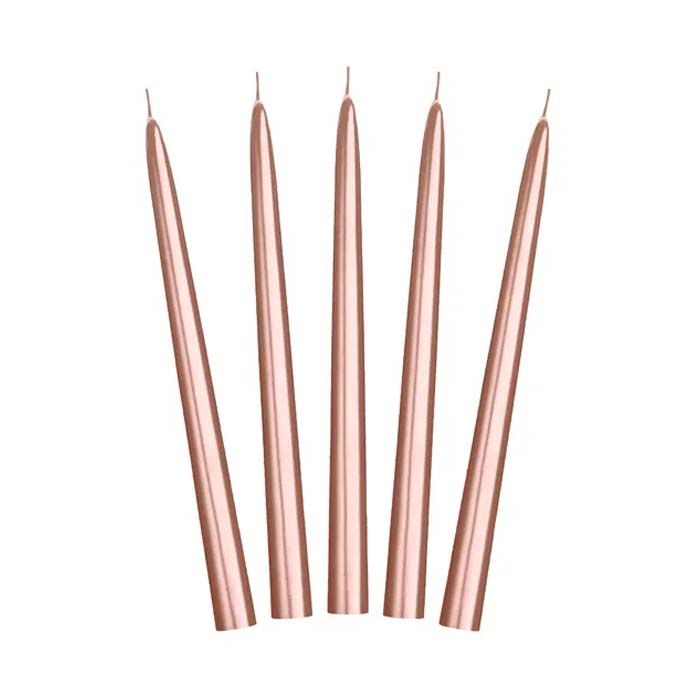 Stagelys Metallic Rose Gold Stearinlys 10x - 24 cm