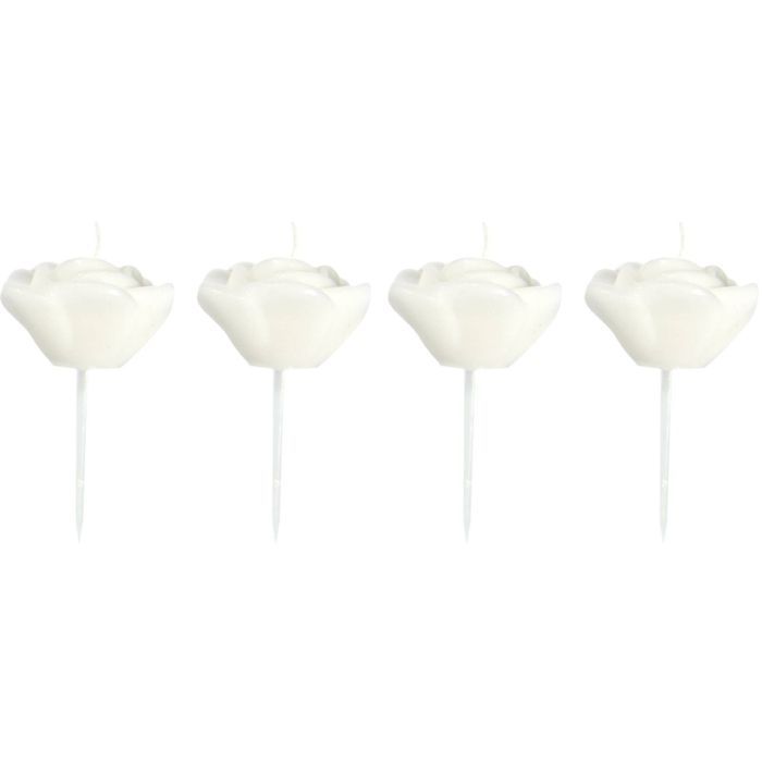 White rose-shaped candles 4x