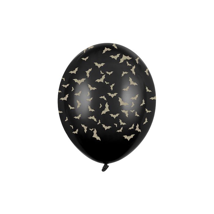 Black Balloons With Bat Design 6x - 30cm