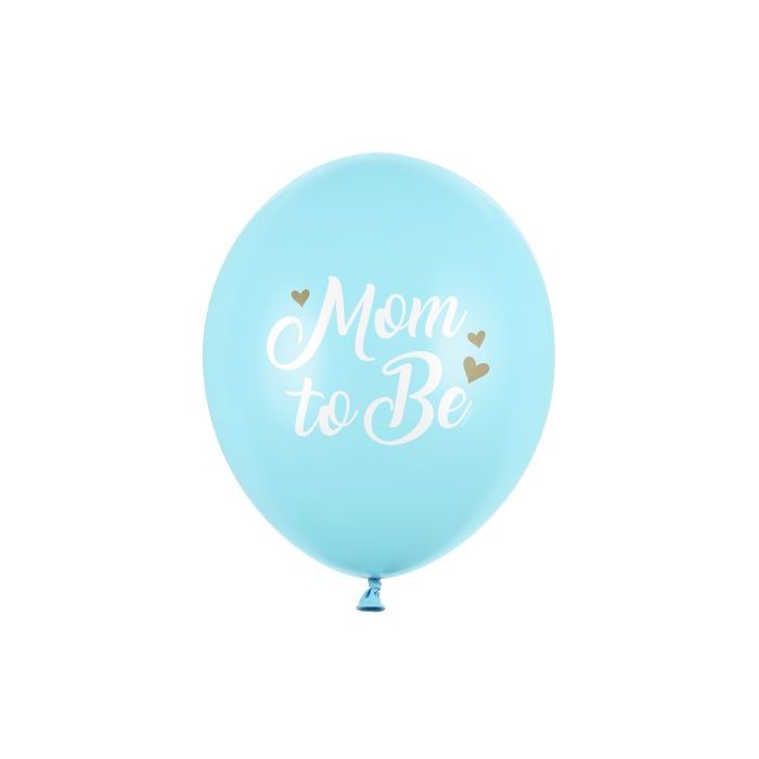 Light Blue baby shower balloons with white text 6x - Ø 30 cm