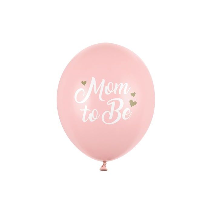 Pink baby shower balloons with white writing 6x - Ø 30 cm