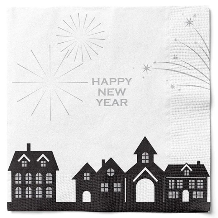 Napkins with fireworks happy new year 20x The Old Pharmacy