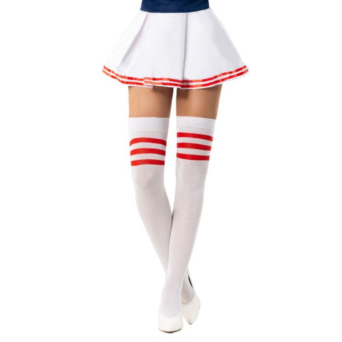 Cheerleader knee socks one-size white and red