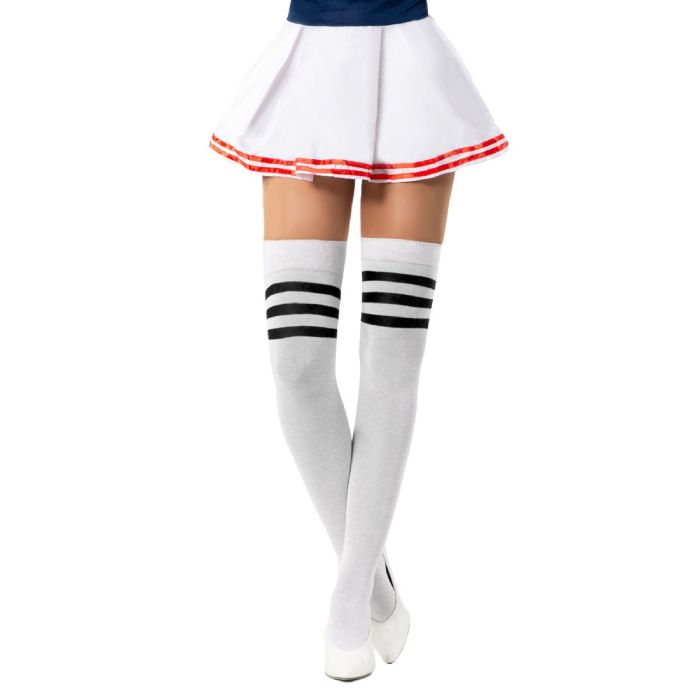 Cheerleader knee socks one-size white and black