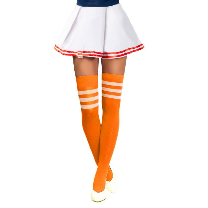 Cheerleader knee socks one-size neon orange and white