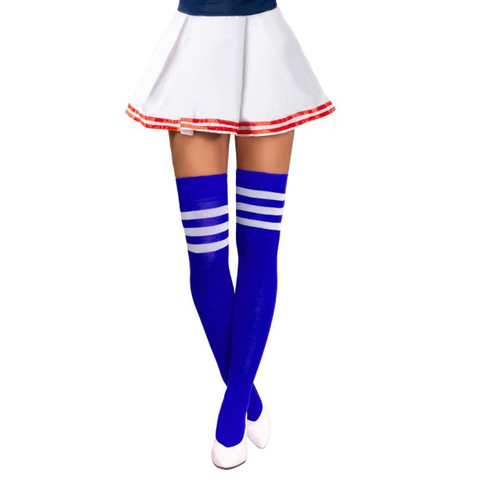 Cheerleader knee socks one-size blue and white