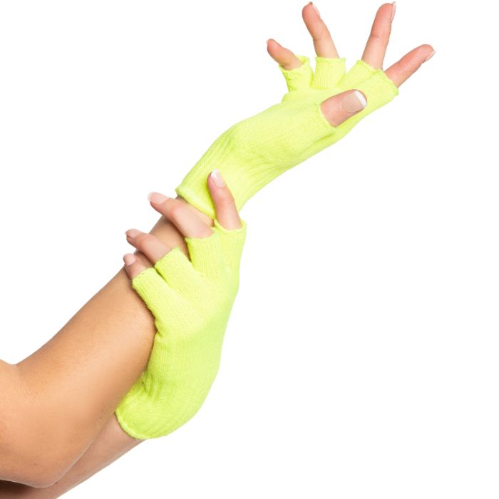 One-size Fingerless Gloves for Women in Neon Yellow