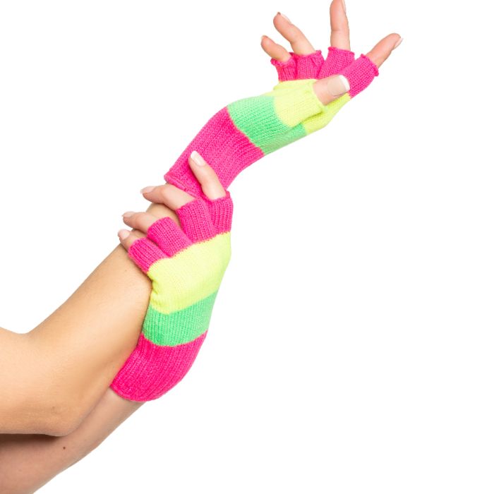 One-size fingerless gloves for women in neon multicolour