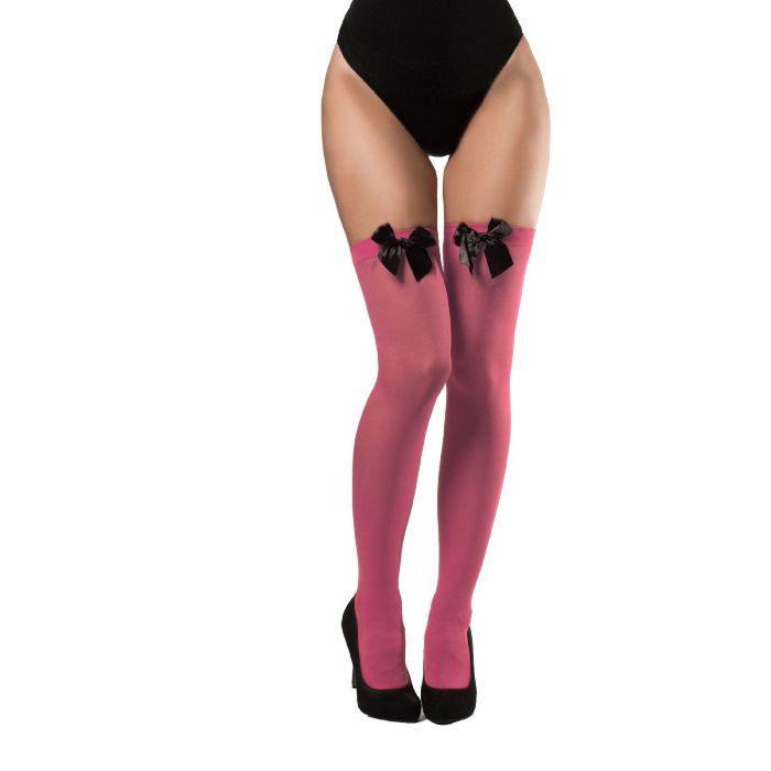 Socks with bow pink and black one-size for women