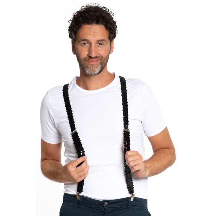 Sequined suspenders black one-size unisex