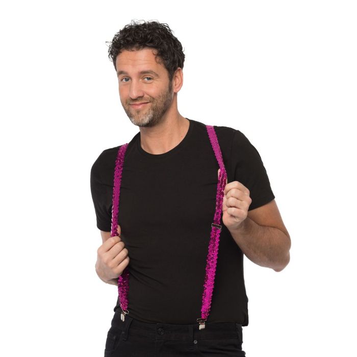 Suspenders with sequins purple one-size unisex