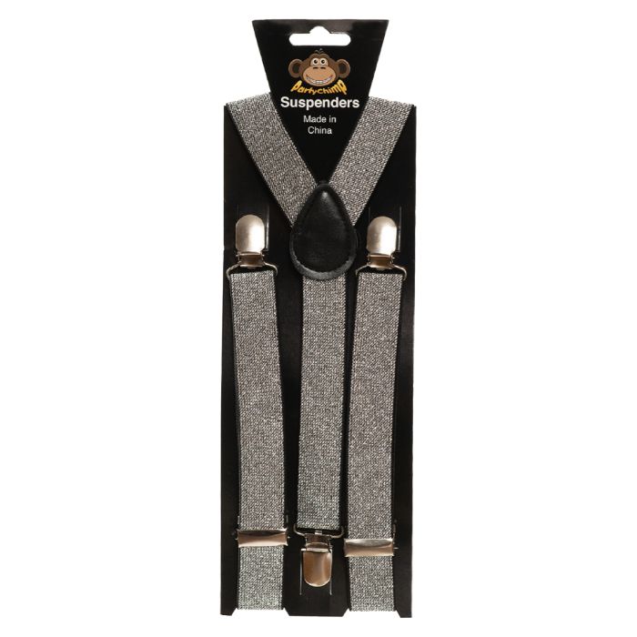 Suspenders glittering silver one-size unisex