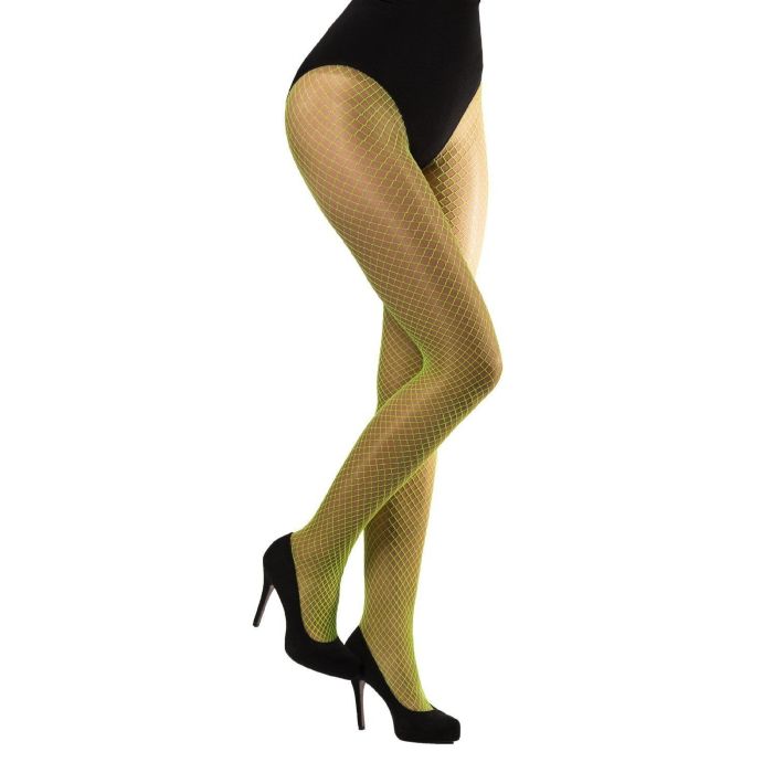 Fishnet Tights One-Size Fine Mesh Neon Green