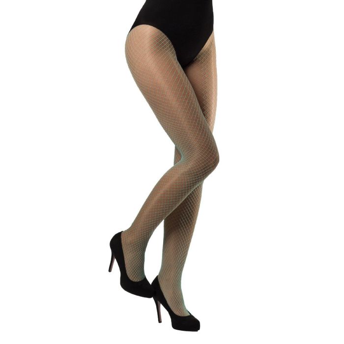 Fishnet tights fine mesh one-size turquoise blue
