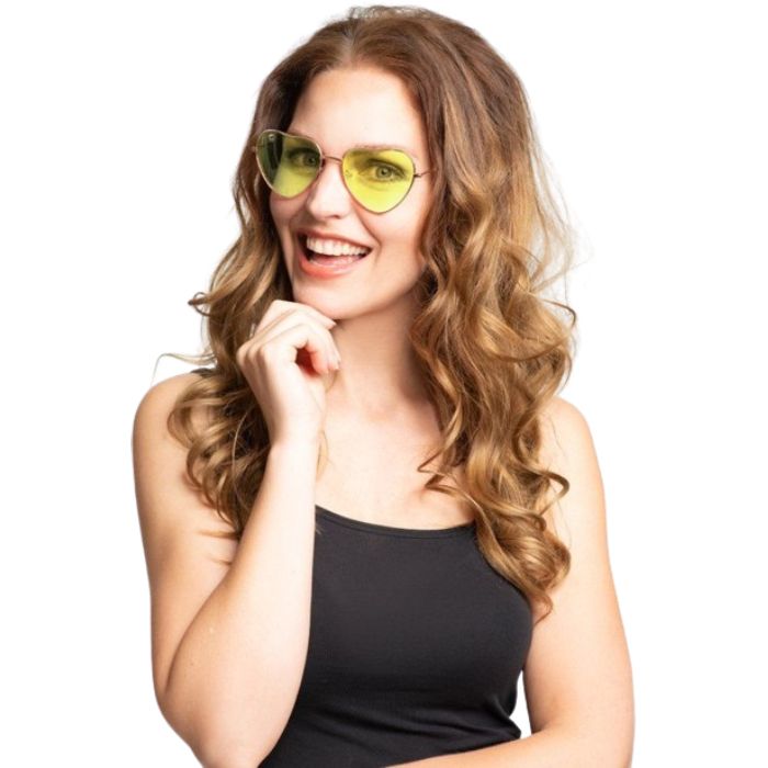 Heart glasses one-size unisex yellow