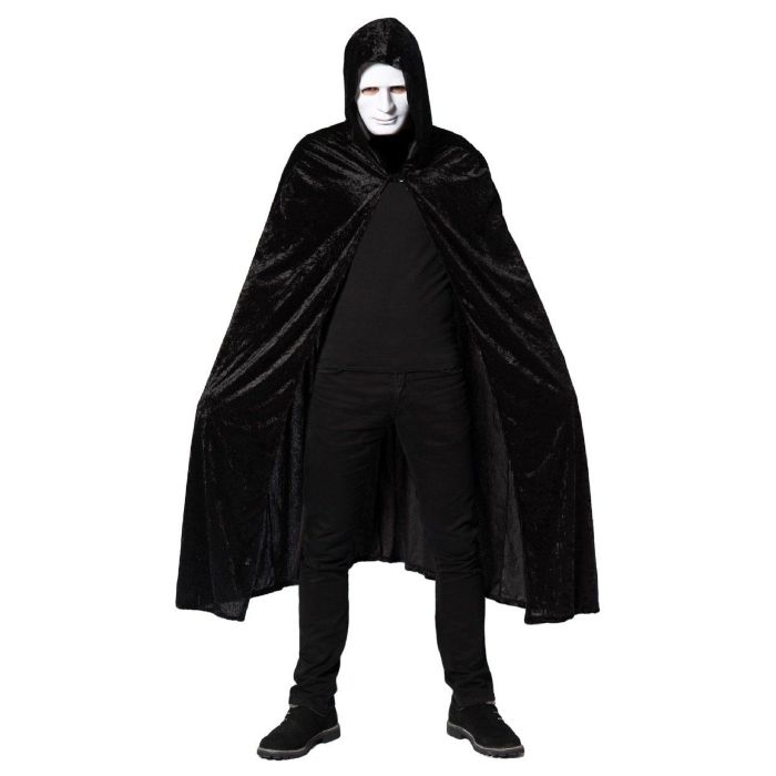 Black cape with hood velvet one-size unisex