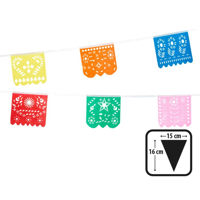 Multicoloured Mexican fiesta plastic garland - 6 m