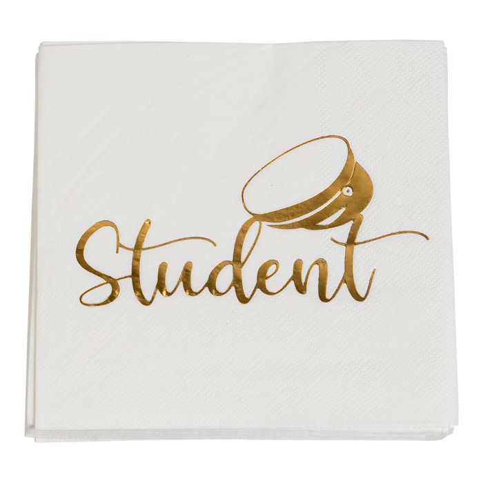 Gold student-themed napkins 16x - 25x25 cm