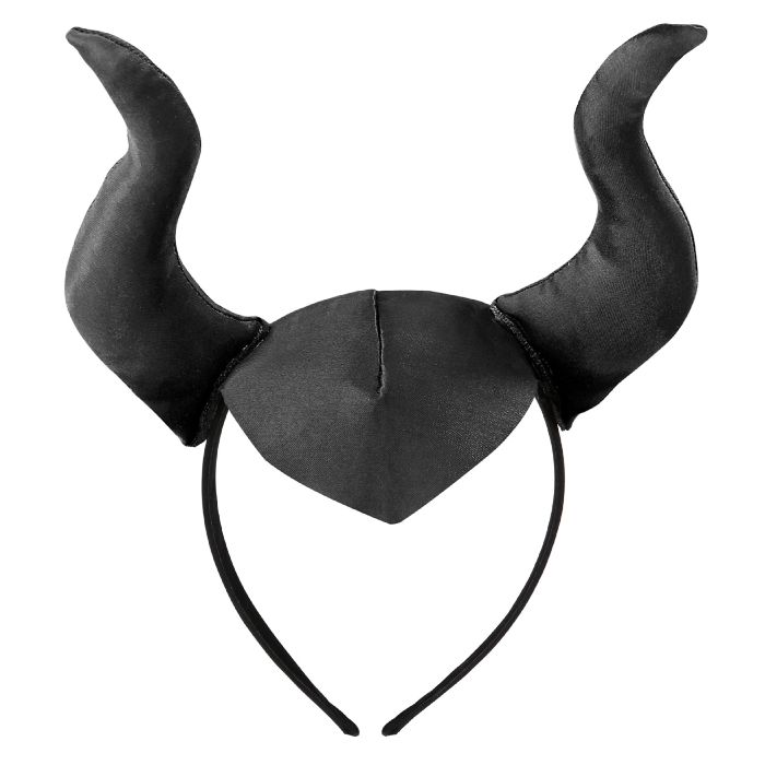 Maleficent fairy tale headband with horn black